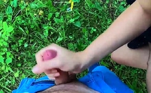 Stepsister Jerks off and Sucks Dick to Classmate in a Public